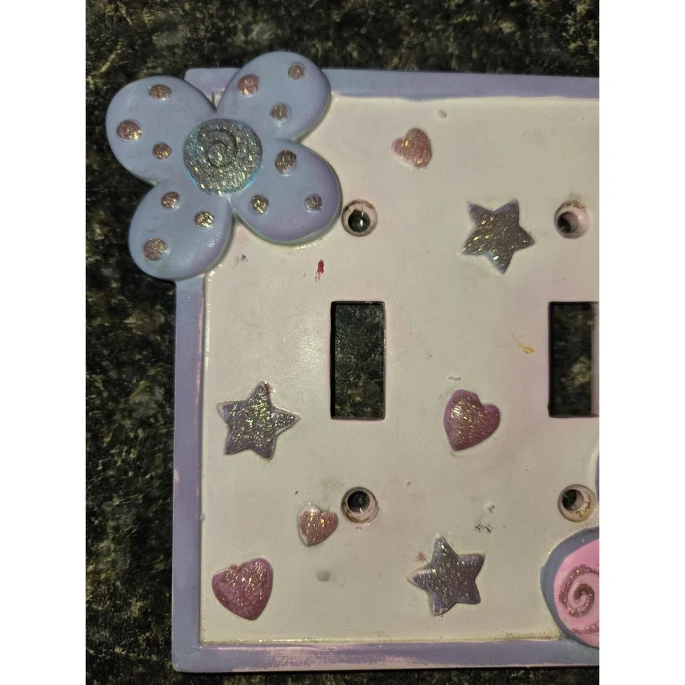 Borders Unlimited Ceramic Double Gang Toggle Switch‎ Plate Cover  w/ screws